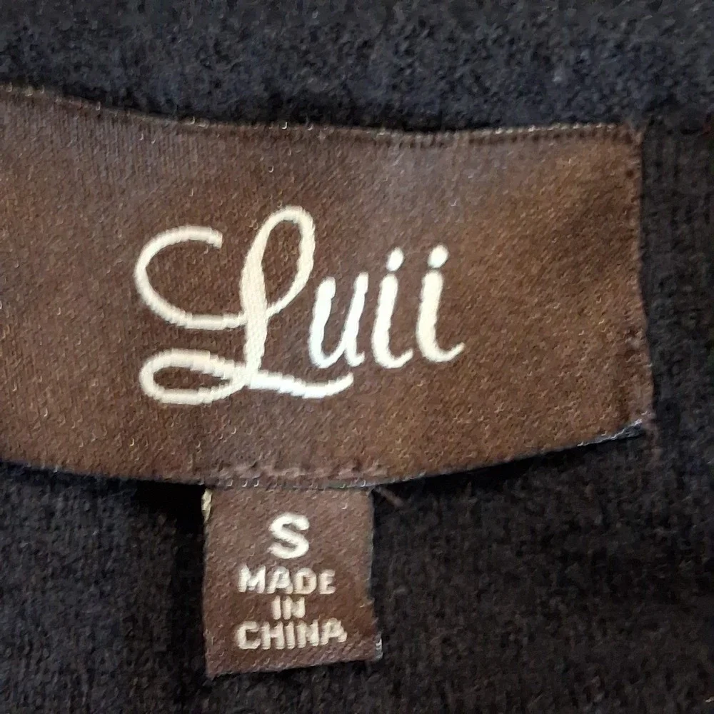 Luii Womens Black 100% Wool Ruffle Double‎ Breasted Blazer Jacket Size S Small